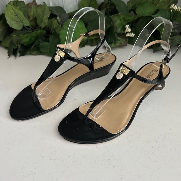 Michael Kors Black Patent Leather Thong Sandals Size 10M - Picture 6 of 8